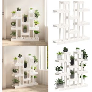 VIDAXL Soporte Para Plantas Madera Maciza Pino Blanco 104,5x25x109,5cm - Soporte De Madera - Macetas VIDAXL Soporte Para Plantas Madera Maciza Pino Blanco 104,5x25x109,5cm - Soporte De Madera - Macetas