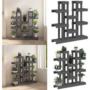 VIDAXL Soporte Para Plantas Madera Maciza Pino Gris 104,5x25x109,5 Cm - Soporte De Madera - Macetas VIDAXL Soporte Para Plantas Madera Maciza Pino Gris 104,5x25x109,5 Cm - Soporte De Madera - Macetas