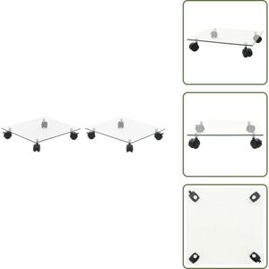 VIDAXL The Living Store Soportes De Ruedas Para Macetas Cuadrado Vidrio Templado 2 Uds - Soportes Rodantes Para Plantas VIDAXL The Living Store Soportes De Ruedas Para Macetas Cuadrado Vidrio Templado 2 Uds - Soportes Rodantes Para Plantas