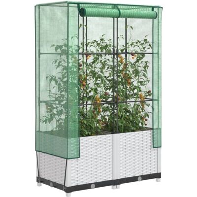 Cama elevada con cubierta de invernadero aspecto ratán maceta de jardín - Raised Bed with Greenhouse Cover Cama elevada con cubierta de invernadero aspecto ratán maceta de jardín - Raised Bed with Greenhouse Cover