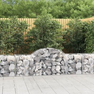 vidaXL Cestas de gaviones arqueadas - 30 uds, 200x50x60/80 cm, Plateado - Muro de jardín vidaXL Cestas de gaviones arqueadas - 30 uds, 200x50x60/80 cm, Plateado - Muro de jardín