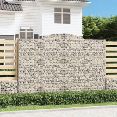 vidaXL Cestas de gaviones con arco 5 uds 300x30x200/220 cm Hierro galvanizado vidaXL Cestas de gaviones con arco 5 uds 300x30x200/220 cm Hierro galvanizado