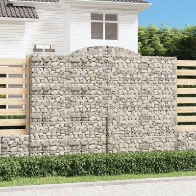 vidaXL Cestas de gaviones arqueadas - 7 uds - Hierro galvanizado - Barrera decorativa vidaXL Cestas de gaviones arqueadas - 7 uds - Hierro galvanizado - Barrera decorativa