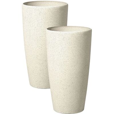 Beliani Juego de 2 Macetas Beige - Decoración Minimalista Exterior Interior Beliani Juego de 2 Macetas Beige - Decoración Minimalista Exterior Interior