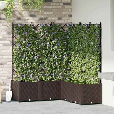Macetero de Jardín con Trellis vidaXL 5 pcs Marrón 120x120x143 cm Macetero de Jardín con Trellis vidaXL 5 pcs Marrón 120x120x143 cm