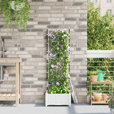 Vidaxl - Macetero con Enrejado Blanco 40x40x125.5 cm Vidaxl - Macetero con Enrejado Blanco 40x40x125.5 cm