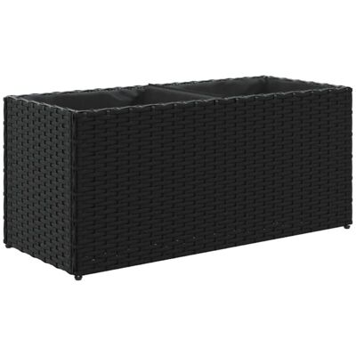 Jardinera De Jardín Con 2 Maceteros Ratán Pe Negro 72x30x32 Cm Vidaxl Jardinera De Jardín Con 2 Maceteros Ratán Pe Negro 72x30x32 Cm Vidaxl