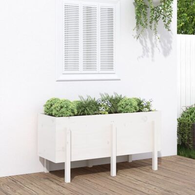 Vidaxl - Arriate Elevado De Jardín Madera Maciza Pino Blanco 121x50x57cm Vidaxl - Arriate Elevado De Jardín Madera Maciza Pino Blanco 121x50x57cm