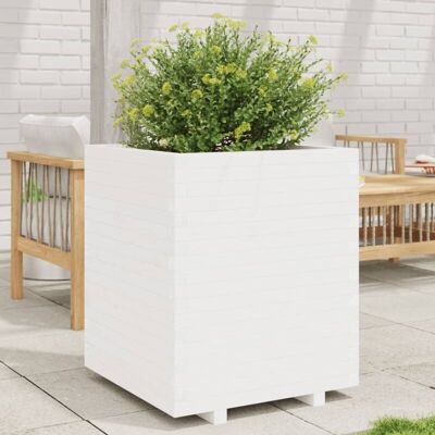 vidaXL Maceta de jardín blanca 60x60x72,5 cm Madera maciza de pino - Maceta de jardín vidaXL Maceta de jardín blanca 60x60x72,5 cm Madera maciza de pino - Maceta de jardín