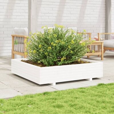 Jardinera de madera maciza de pino blanca 110x110x26,5 cm vidaXL - Jardinera Jardinera de madera maciza de pino blanca 110x110x26,5 cm vidaXL - Jardinera