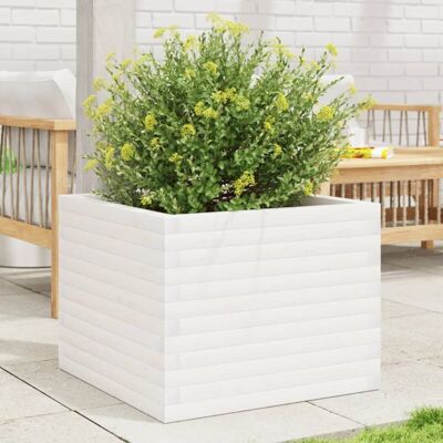 vidaxl Jardinera de madera maciza de pino blanca 60x60x46 cm - Jardinera vidaxl Jardinera de madera maciza de pino blanca 60x60x46 cm - Jardinera