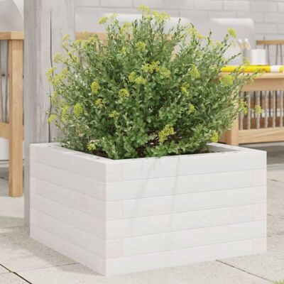 Jardín de vidaXL 40x40x23 cm Maceta de Madera de Pino Blanca - Maceta Jardín de vidaXL 40x40x23 cm Maceta de Madera de Pino Blanca - Maceta