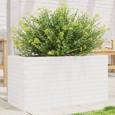 Jardinera de madera blanca vidaXL 90x40x45,5 cm Madera de pino maciza - Macetero de jardín Jardinera de madera blanca vidaXL 90x40x45,5 cm Madera de pino maciza - Macetero de jardín