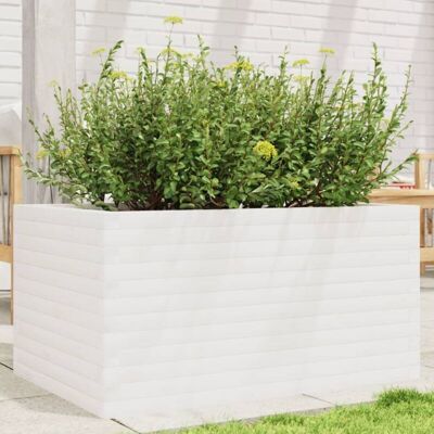 vidaXL Jardinera de madera blanca 90x60x45,5 cm Madera maciza de pino - Jardinera vidaXL Jardinera de madera blanca 90x60x45,5 cm Madera maciza de pino - Jardinera
