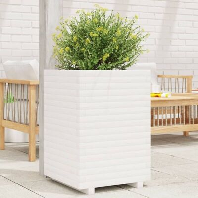 vidaXL Jardinera Blanca 50x50x72 cm Madera de Pino Maciza - Jardinera vidaXL Jardinera Blanca 50x50x72 cm Madera de Pino Maciza - Jardinera