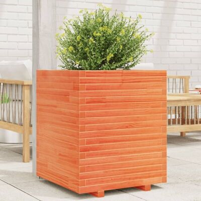 Vidaxl - Jardinera exterior madera maciza pino marrón cera 60x60x72 cm Marrón - Jardinera Vidaxl - Jardinera exterior madera maciza pino marrón cera 60x60x72 cm Marrón - Jardinera