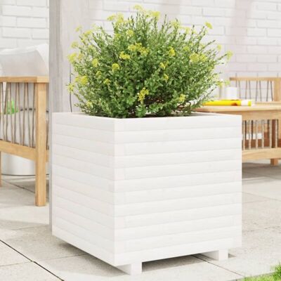 Jardinera de madera maciza de pino blanco 50x50x49,5 cm vidaXL - Blanco Jardinera de madera maciza de pino blanco 50x50x49,5 cm vidaXL - Blanco