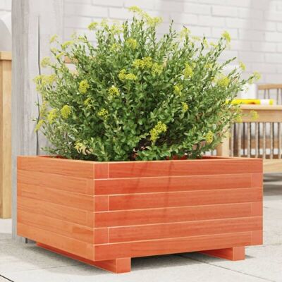 Jardinera de madera de pino macizo color cera marrón 50x50x26.5 cm Jardinera de madera de pino macizo color cera marrón 50x50x26.5 cm
