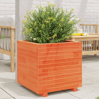 Jardinera madera maciza de pino marrón cera 50x50x49,5 cm - Maceta de jardín Jardinera madera maciza de pino marrón cera 50x50x49,5 cm - Maceta de jardín
