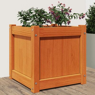 Jardineras de madera de pino maciza color marrón encerado - Macetero de jardín Jardineras de madera de pino maciza color marrón encerado - Macetero de jardín