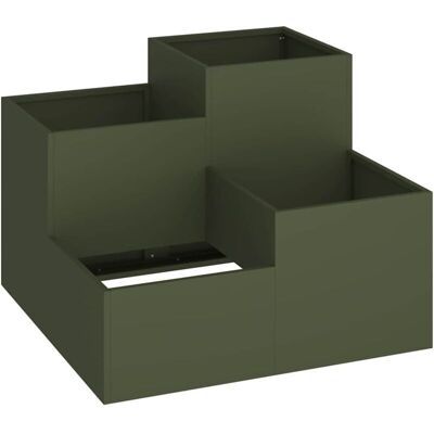vidaXL Contenedor de plantas de acero verde olivo - 80x80x60cm vidaXL Contenedor de plantas de acero verde olivo - 80x80x60cm