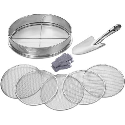 OEM Tamiz De Jardín De Acero Inoxidable, Tamiz Redondo 5 En 1 De 30 Cm, Con 5 Tamices Intercambiables De Ø 3, 6, 9, 10 Y 12 Mm, Para Tierra, Compost Y Semillas. OEM Tamiz De Jardín De Acero Inoxidable, Tamiz Redondo 5 En 1 De 30 Cm, Con 5 Tamices Intercambiables De Ø 3, 6, 9, 10 Y 12 Mm, Para Tierra, Compost Y Semillas.