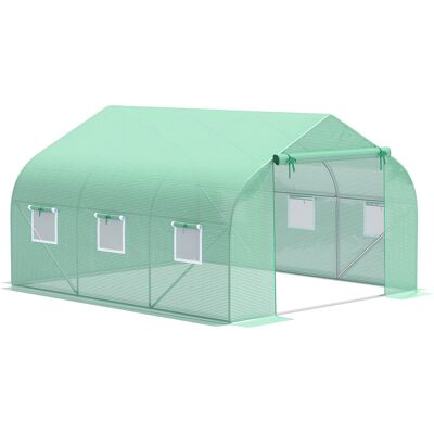 JHY DESIGN Invernadero De Aluminio De 350 X 300 X 200 Cm, Con Techo A Dos Aguas, Ideal Para Tomates Y Plantas. JHY DESIGN Invernadero De Aluminio De 350 X 300 X 200 Cm, Con Techo A Dos Aguas, Ideal Para Tomates Y Plantas.