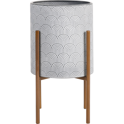BELIANI Soporte Para Macetas Para Interior Y Exterior 31 X 31 X 58 Cm Metal Gris/marrón Aubrieta BELIANI Soporte Para Macetas Para Interior Y Exterior 31 X 31 X 58 Cm Metal Gris/marrón Aubrieta
