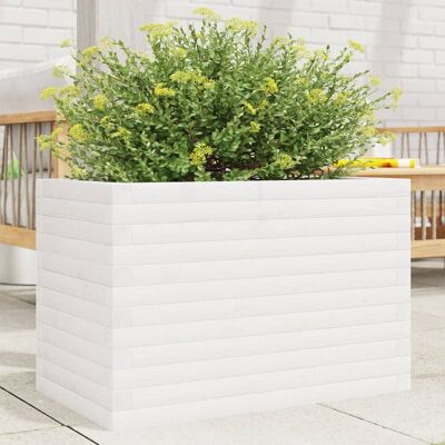 Jardinera de madera maciza de pino blanca 70x40x46 cm vidaXL - Jardinera Jardinera de madera maciza de pino blanca 70x40x46 cm vidaXL - Jardinera