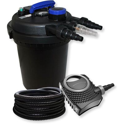 WILTEC Juego Filtro Presión Con Filtro 10000l Clarificador Uvc 11w Bomba 70w Y Manguera De 25 M Jardin WILTEC Juego Filtro Presión Con Filtro 10000l Clarificador Uvc 11w Bomba 70w Y Manguera De 25 M Jardin