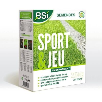 BSI - Sport & Jeu - Recubrimiento protector - 125 m² - 2,5 kg - Semillas de césped BSI - Sport & Jeu - Recubrimiento protector - 125 m² - 2,5 kg - Semillas de césped