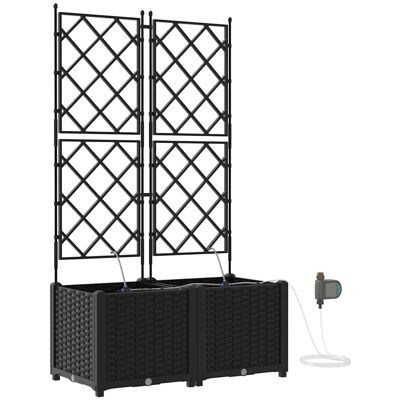 HELLOSHOP26 Juego De 2 Prácticas Jardineras De Jardín De 80 X 40 X 142 Cm Con Sistema De Riego Estilo Moderno Acero Negro 020058549 HELLOSHOP26 Juego De 2 Prácticas Jardineras De Jardín De 80 X 40 X 142 Cm Con Sistema De Riego Estilo Moderno Acero Negro 020058549