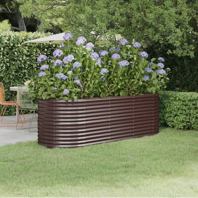 Cama elevada de jardín de acero con recubrimiento en polvo 224x80x68 cm Marrón - Maceta de jardín Cama elevada de jardín de acero con recubrimiento en polvo 224x80x68 cm Marrón - Maceta de jardín