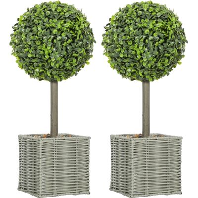 JHY DESIGN Conjunto De 2 Plantas Artificiales, Árboles Artificiales Resistentes A Los Rayos Uv En Macetas, Aptos Para Uso Interior Y Exterior, Fabricados En Plástico Y Cemento, De Color Verde. JHY DESIGN Conjunto De 2 Plantas Artificiales, Árboles Artificiales Resistentes A Los Rayos Uv En Macetas, Aptos Para Uso Interior Y Exterior, Fabricados En Plástico Y Cemento, De Color Verde.