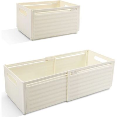 ABYSSE Juego De 2 Cajas De Almacenamiento De Plástico Expandibles Con Asas, Contenedores Plegables Para Cocina, Dormitorio, Baño Y Oficina (blanco Roto). ABYSSE Juego De 2 Cajas De Almacenamiento De Plástico Expandibles Con Asas, Contenedores Plegables Para Cocina, Dormitorio, Baño Y Oficina (blanco Roto).