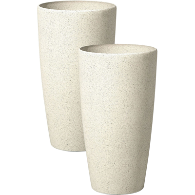Beliani Juego de 2 Macetas Beige - Decoración Minimalista Exterior Interior Beliani Juego de 2 Macetas Beige - Decoración Minimalista Exterior Interior