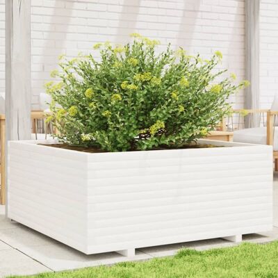 vidaXL Jardinera Blanca 110x110x49,5 cm Madera de pino maciza - Jardinera vidaXL Jardinera Blanca 110x110x49,5 cm Madera de pino maciza - Jardinera