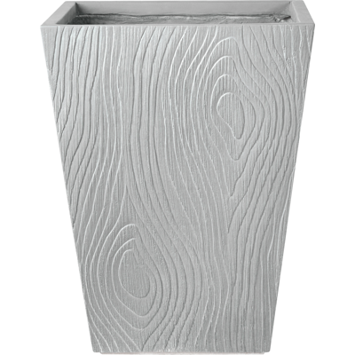 BELIANI Maceta Para Exterior E Interior Tiesto Decorativo Cuadrado De Fibra De Arcilla Estriada 42 X 42 X 50 Cm Gris Baihe BELIANI Maceta Para Exterior E Interior Tiesto Decorativo Cuadrado De Fibra De Arcilla Estriada 42 X 42 X 50 Cm Gris Baihe