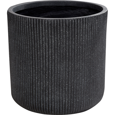 BELIANI Maceta Exterior Superficie Estriada Redonda Piedra Fibra Arcilla 37x37x37 Cm Gris Oreoi BELIANI Maceta Exterior Superficie Estriada Redonda Piedra Fibra Arcilla 37x37x37 Cm Gris Oreoi