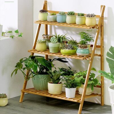 Estante Escalera Para Macetas De Bambú Soporte Para Plantas Con 3 Niveles 70 X 38 X 97cm Unho Estante Escalera Para Macetas De Bambú Soporte Para Plantas Con 3 Niveles 70 X 38 X 97cm Unho