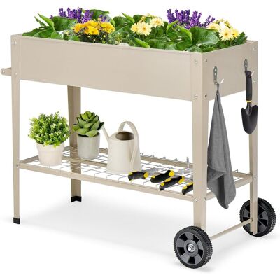 Costway - Cama De Jardín Elevada Con Patas, Caja De Cultivo Elevada Para Macetas Con Estante Inferior, Jardinera Móvil Con Ruedas Y Patas, Jardinera Elevada De Metal Para Vegetales, Flores, Patio Costway - Cama De Jardín Elevada Con Patas, Caja De Cultivo Elevada Para Macetas Con Estante Inferior, Jardinera Móvil Con Ruedas Y Patas, Jardinera Elevada De Metal Para Vegetales, Flores, Patio
