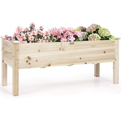 Costway - Maceta Elevada De Madera De Abeto Jardinera De Suelo Elevada Para Plantas Flores Cama Para Cultivo Jardín 120 X 43,5 X 51 Cm Costway - Maceta Elevada De Madera De Abeto Jardinera De Suelo Elevada Para Plantas Flores Cama Para Cultivo Jardín 120 X 43,5 X 51 Cm
