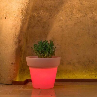 Idralite - Maceta Con Led De Resina H 45 Mod. Begonia Redonda Lámpara Roja Idralite - Maceta Con Led De Resina H 45 Mod. Begonia Redonda Lámpara Roja