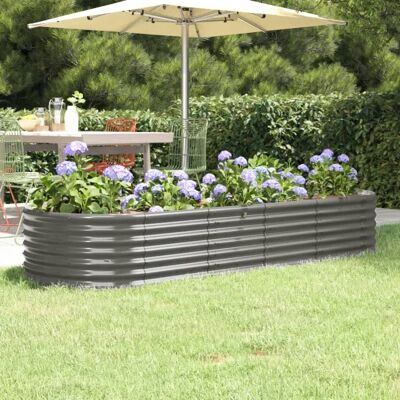 vidaXL Cama de jardín - Acero recubierto de polvo - Gris - Cama de jardín vidaXL Cama de jardín - Acero recubierto de polvo - Gris - Cama de jardín