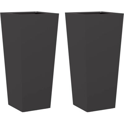 vidaXL Jardineras Negras 2 pzas 35x35x75 cm Acero - Jardineras vidaXL Jardineras Negras 2 pzas 35x35x75 cm Acero - Jardineras