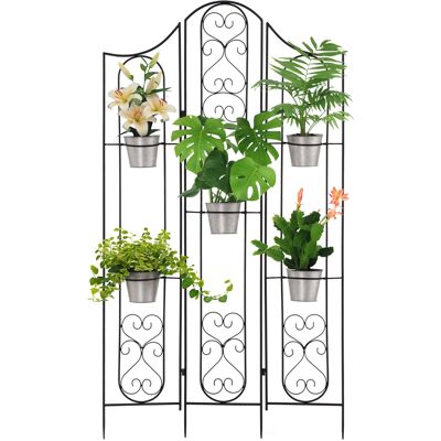 JHY DESIGN Soporte Vertical Plegable Para Plantas Con 5 Macetas Metálicas Para Exteriores, 82 X 12,5 X 150 Cm, Negro. JHY DESIGN Soporte Vertical Plegable Para Plantas Con 5 Macetas Metálicas Para Exteriores, 82 X 12,5 X 150 Cm, Negro.
