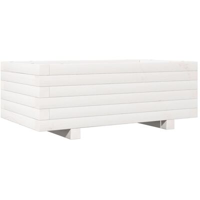 vidaXL Jardinera Blanca 70x40x26.5 cm Madera Maciza de Pino - Jardinera vidaXL Jardinera Blanca 70x40x26.5 cm Madera Maciza de Pino - Jardinera