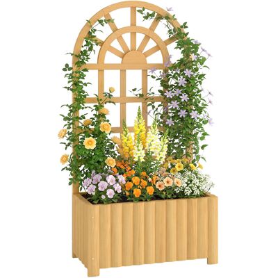 JHY DESIGN Macetero De Madera Con Enrejado Y Drenaje Para Cultivar Verduras, Flores Y Hierbas, 60 X 30 X 120 Cm, Natural JHY DESIGN Macetero De Madera Con Enrejado Y Drenaje Para Cultivar Verduras, Flores Y Hierbas, 60 X 30 X 120 Cm, Natural