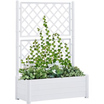 Jardinera blanca con enrejado vidaXL - Jardinera Jardinera blanca con enrejado vidaXL - Jardinera
