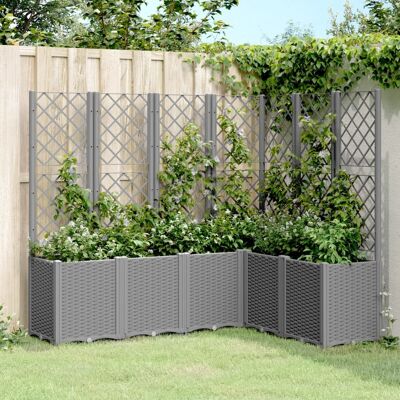 vidaXL Maceta de jardín con enrejado, gris claro, 160 x 120 x 140 cm - Maceta de jardín vidaXL Maceta de jardín con enrejado, gris claro, 160 x 120 x 140 cm - Maceta de jardín